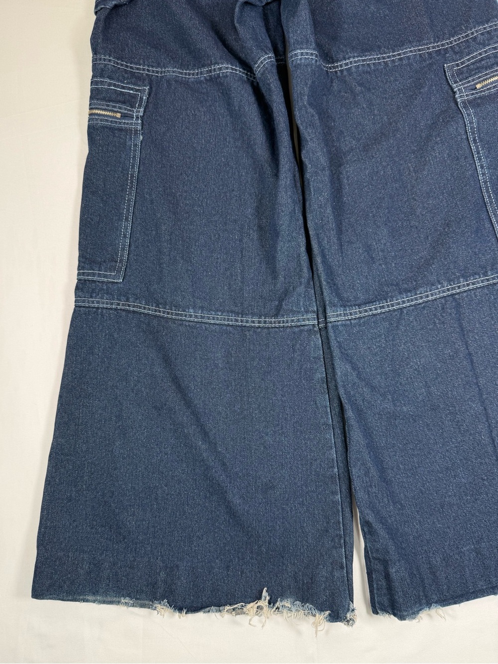 FASHION NOVA Womens Cargo Carpenter Wide Leg Jeans 3 Baggy Utility Streetwear - Picture 7 of 14